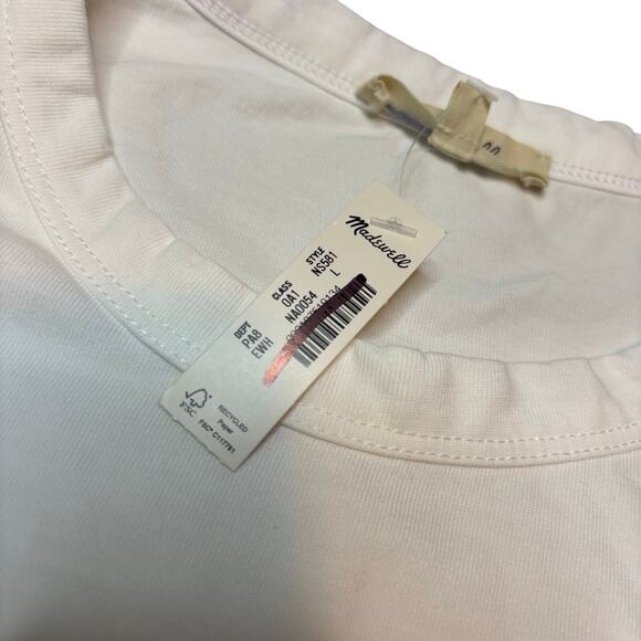 Madewell NWT White Cotton Crewneck Tee Shirt L | Classic Layering Top - Picture 8 of 8